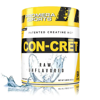 A container of Promera Sports Con-Cret raw unflavored creatine hydrochloride.