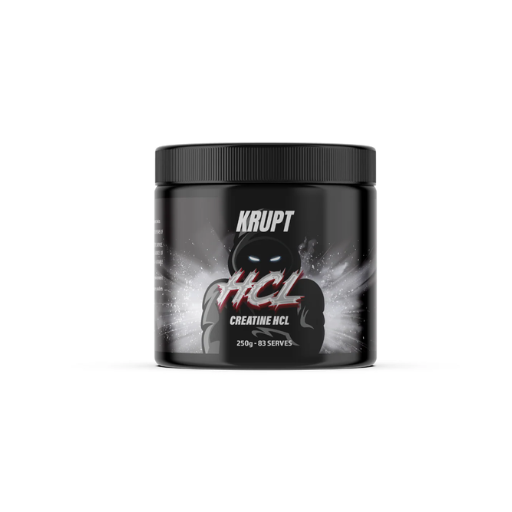 Black container with Krupt branding and a graphic design on a white background