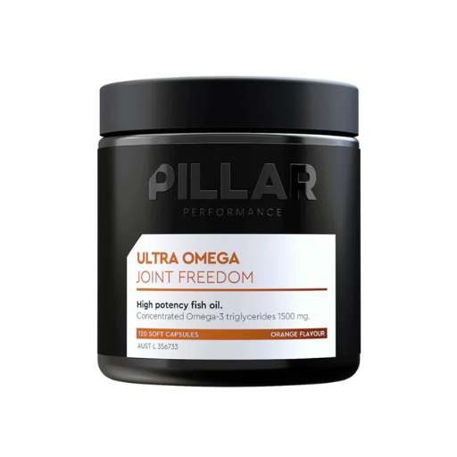 Black container of Pillar Performance Ultra Omega Joint Freedom on a white background
